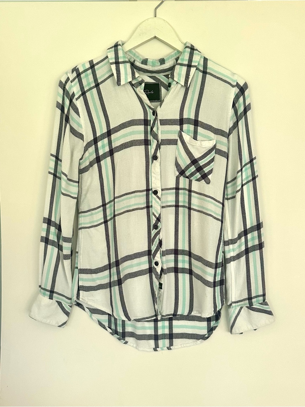 Rails Hunter Plaid Button Down Shirt Ivory Mint Navy XS